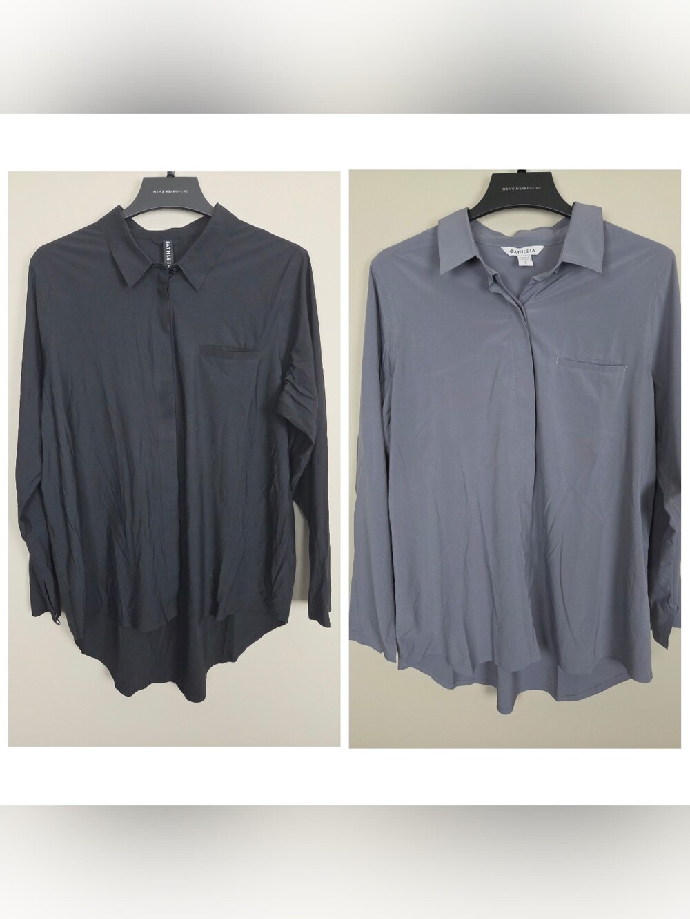 Athleta Urbanite Top Bundle Womens Large Long Sleeve Shirt Button Black Gray